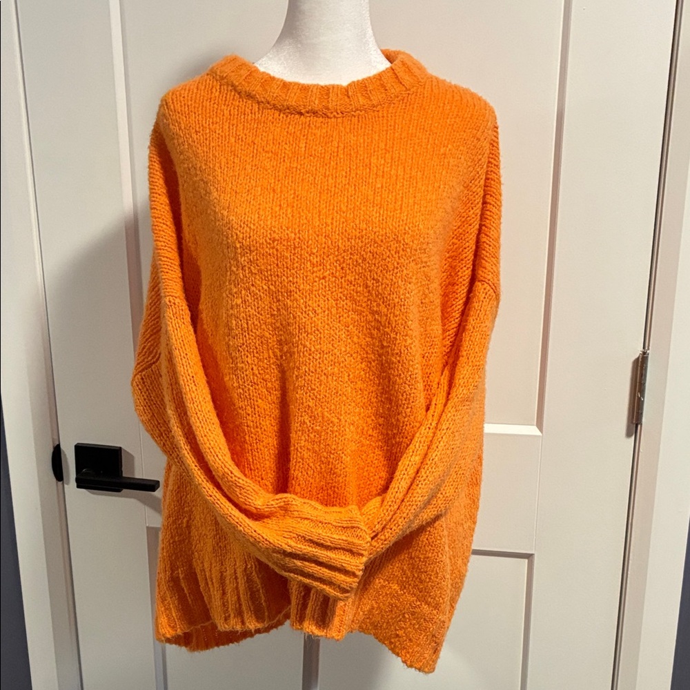 Aerie Oversized Cozy Orange Knit Sweater